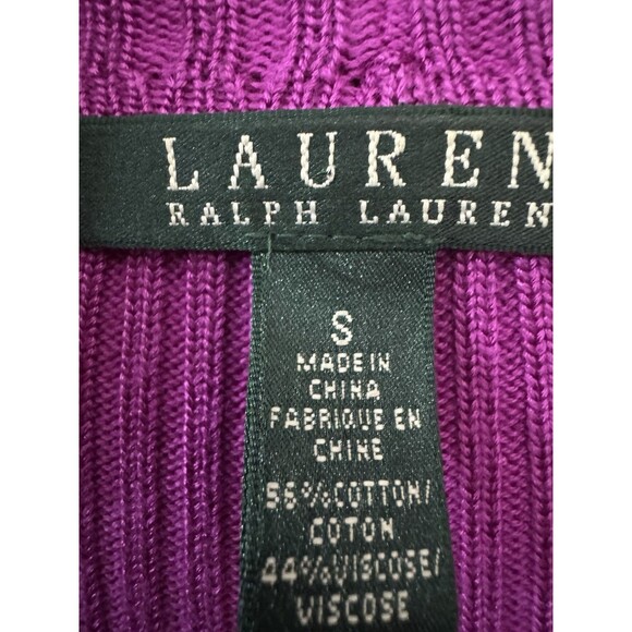 EUC Chic Lauren Ralph Lauren Womens Sz S Open Cardigan Purple Western Preppy - Picture 2 of 5